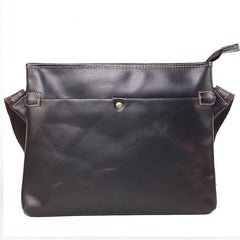 Dark Coffee Leather Mens Casual Small Courier Bag Messenger Bags Brown Postman Bag For Men - imessengerbags