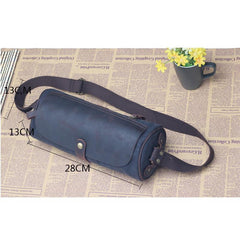 Gray Canvas Leather Mens Green Barrel Postman Bag Bucket Messenger Bag Side Bag For Men - imessengerbags