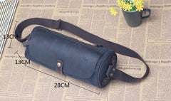 Gray Canvas Leather Mens Green Barrel Postman Bag Bucket Messenger Bag Side Bag For Men - imessengerbags