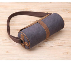 Gray Leather Mens Green Barrel Sling Bag Postman Bag Bucket Messenger Bag Side Bag For Men - imessengerbags