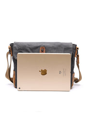 Small Waxed Canvas Mens Waterproof Green Side Bag Courier Bag Messenger Bag for Men - imessengerbags
