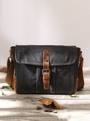 Small Waxed Canvas Mens Waterproof Green Side Bag Courier Bag Messenger Bag for Men - imessengerbags
