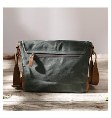 Small Waxed Canvas Mens Waterproof Green Side Bag Courier Bag Messenger Bag for Men