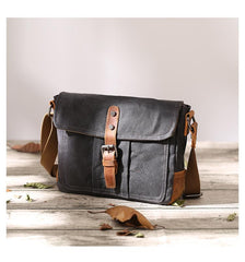Small Waxed Canvas Mens Waterproof Green Side Bag Courier Bag Messenger Bag for Men - imessengerbags