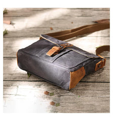 Small Waxed Canvas Mens Waterproof Green Side Bag Courier Bag Messenger Bag for Men - imessengerbags