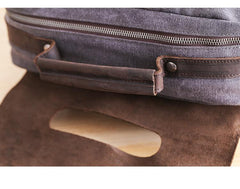 Dark Gray Waxed Canvas Mens Large 15'' Laptop Backpack College Backpack Hiking Backpack for Men - imessengerbags