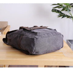 Dark Gray Waxed Canvas Mens Large 15'' Laptop Backpack College Backpack Hiking Backpack for Men - imessengerbags