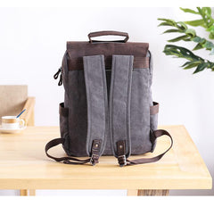 Dark Gray Waxed Canvas Mens Large 15'' Laptop Backpack College Backpack Hiking Backpack for Men - imessengerbags