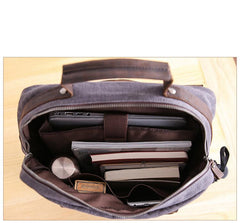 Dark Gray Waxed Canvas Mens Large 15'' Laptop Backpack College Backpack Hiking Backpack for Men - imessengerbags