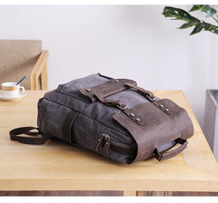 Dark Gray Waxed Canvas Mens Large 15'' Laptop Backpack College Backpack Hiking Backpack for Men - imessengerbags