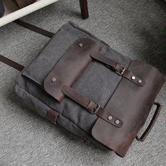 Gray Waxed Canvas Mens Large 15'' Laptop Backpack College Backpack Hiking Backpack for Men - imessengerbags