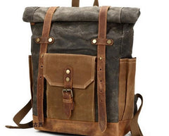 Dark Green waxed canvas backpack rucksacks