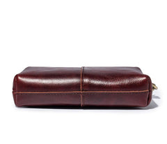 Brown MENS LEATHER ZIPPER CLUTCH WRISTLET PURSE BAG CLUTCH Wallet FOR MEN