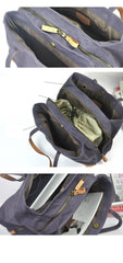 Gray Canvas Leather Mens Denim Bag Tote Bag Messenger Bag Camel Travel Bag For Men and Women - imessengerbags