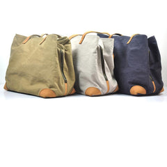 Gray Canvas Leather Mens Denim Bag Tote Bag Messenger Bag Camel Travel Bag For Men and Women - imessengerbags
