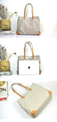 Gray Canvas Leather Mens Denim Bag Tote Bag Messenger Bag Camel Travel Bag For Men and Women - imessengerbags