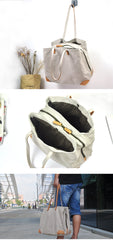 Gray Canvas Leather Mens Denim Bag Tote Bag Messenger Bag Camel Travel Bag For Men and Women - imessengerbags