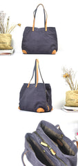 Gray Canvas Leather Mens Denim Bag Tote Bag Messenger Bag Camel Travel Bag For Men and Women - imessengerbags