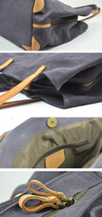 Gray Canvas Leather Mens Denim Bag Tote Bag Messenger Bag Camel Travel Bag For Men and Women - imessengerbags