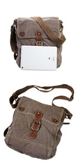 Canvas Black Mens 10 inches Small Vertical Postman Bag Messenger Bag Courier Bag For Men - imessengerbags