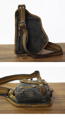 Canvas Black Mens Sling Bag Green Chest Bag One Shoulder Backpack For Men - imessengerbags