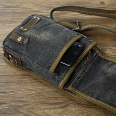 Canvas Black Mens Sling Bag Green Chest Bag One Shoulder Backpack For Men - imessengerbags