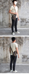 Canvas Black Mens Sling Bag Green Chest Bag One Shoulder Backpack For Men - imessengerbags