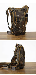 Canvas Black Mens DropLeg Bag Green Belt Pouch Waist Bag Hip Bag Small Side Bag For Men