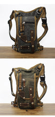 Canvas Black Mens DropLeg Bag Green Belt Pouch Waist Bag Hip Bag Small Side Bag For Men
