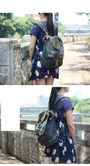 Fashion Denim Blue Mens Womens Backpack School Backpack Blue Jean Travel Backpacks For Men - imessengerbags