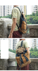 Fashion Denim Blue Mens Large Backpack Laptop Backpack Blue Jean Travel Backpacks For Men - imessengerbags