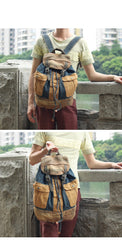 Fashion Denim Blue Mens Large Backpack Laptop Backpack Blue Jean Travel Backpacks For Men - imessengerbags