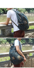 Denim Blue Mens 15 inches Backpack Laptop Backpack Jean Travel Backpacks For Men