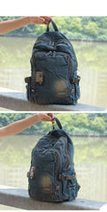 Denim Blue Mens 15 inches Backpack Laptop Backpack Jean Travel Backpacks For Men - imessengerbags