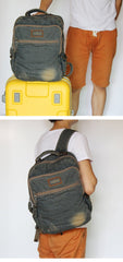 Denim Blue Mens 16 inches Backpack Laptop Backpack Jean Travel Backpacks For Men