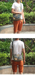 Denim Blue Mens Casual Small Messenger Bag Jean Postman Bag Courier Bag For Men - imessengerbags