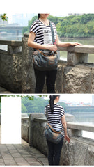 Fashion Denim Blue Mens Large Postman Bag Jean Messenger Bags Large Courier Bag For Men