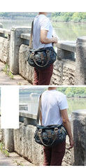 Denim Blue Mens Womens Large Side Bag Handbag Blue Jean Messenger Bag For Men