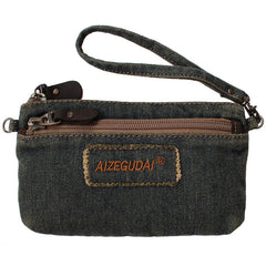 Denim Black Womens Phone Shoulder Bag Mini Denim Crossbody Bag Clutch Wirstlet Purse