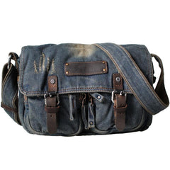 Denim Blue Mens Small Courier Bag Messenger Bag Blue Jean Postman Bag For Men - imessengerbags