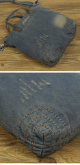 Denim Blue Mens Messenger Bag Tote Shoulder Bag Jean Courier Bag For Men