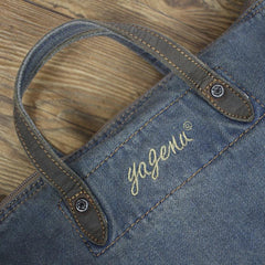 Denim Blue Mens Messenger Bag Tote Shoulder Bag Jean Courier Bag For Men