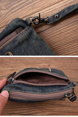 Denim Womens Small Shoulder Bags Keys Coin Wallet Messenger Bag Vintage Denim Wirstlet Purse