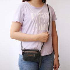 Blue Denim Womens Small Shoulder Bags Keys Coin Wallet Vintage Messenger Bag Denim Wirstlet Purse