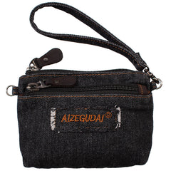 Black Denim Womens Small Shoulder Bags Keys Coin Wallet Messenger Bag Vintage Denim Wirstlet Purse