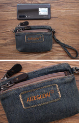 Blue Denim Womens Small Shoulder Bags Keys Coin Wallet Vintage Messenger Bag Denim Wirstlet Purse