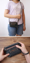 Black Denim Womens Small Shoulder Bags Keys Coin Wallet Messenger Bag Vintage Denim Wirstlet Purse