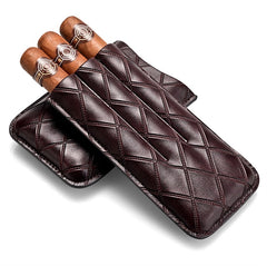 Black Diamond Leather Mens 3pcs Cigar Case With Cutter Leather Cigar Cases for Men