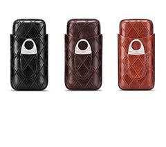 Black Diamond Leather Mens 3pcs Cigar Case With Cutter Leather Cigar Cases for Men