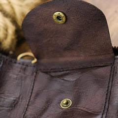Brown Men Leather Zip Billfold Small Chain Wallet with Coin Pocket Biker Bifold Chain Wallet for Men - imessengerbags
